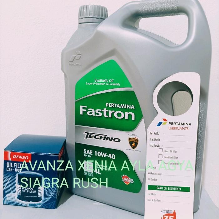 PAKET OLI FASTRON TECHNO 4L ORIGINAL+ FILTER OLI DENSO 1001 FOR AVANZA XENIA AYLA CALYA SIAGRA RUSH