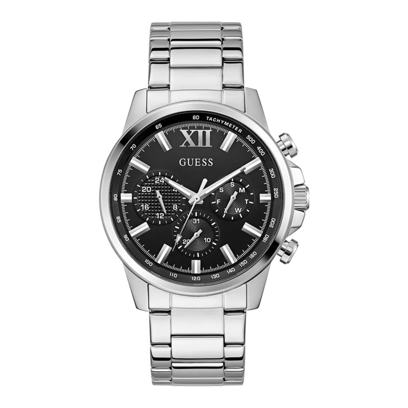 Jam Tangan Pria Guess Multi-function GW0900G1 Men Black Dial Stainless Steel Strap