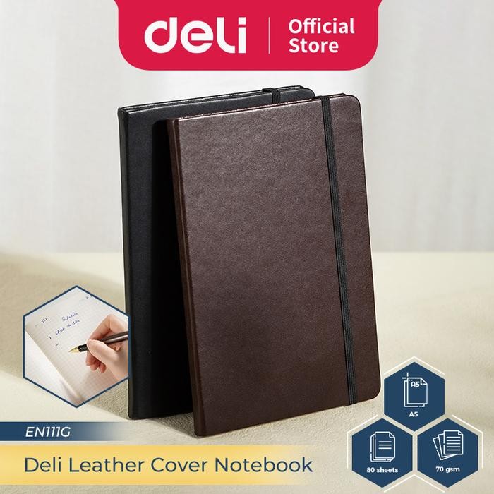 

Deli Notebook Kulit / Leather Cover Notebook 80 lembar EN111G