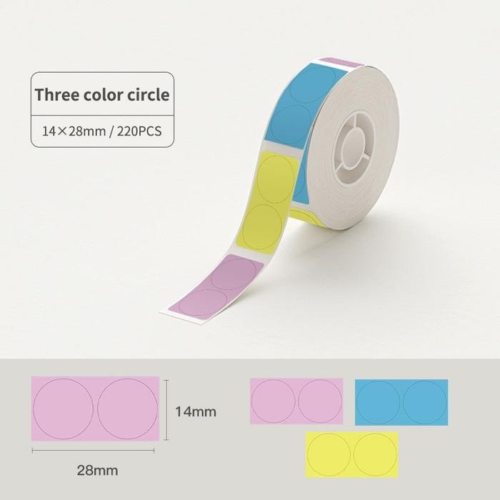 

Niimbot D11/D110/D101/H1S Kertas Label Bulat Berwarna Anti Air Minyak Sobek Gores Cocok untuk