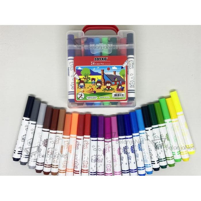 

Khusus Grab! Spidol Pen Warna Dapat Dicuci Color Pen Washable Joyko Cl-56-24