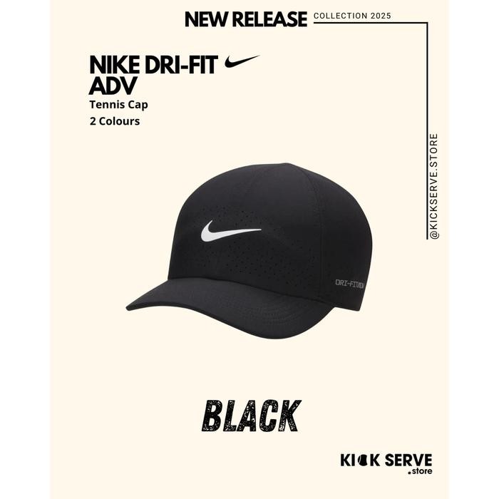 Nike Dri-Fit Adv - Black & White Women Men Tennis Cap Topi Tennis Wanita Pria Best Seller