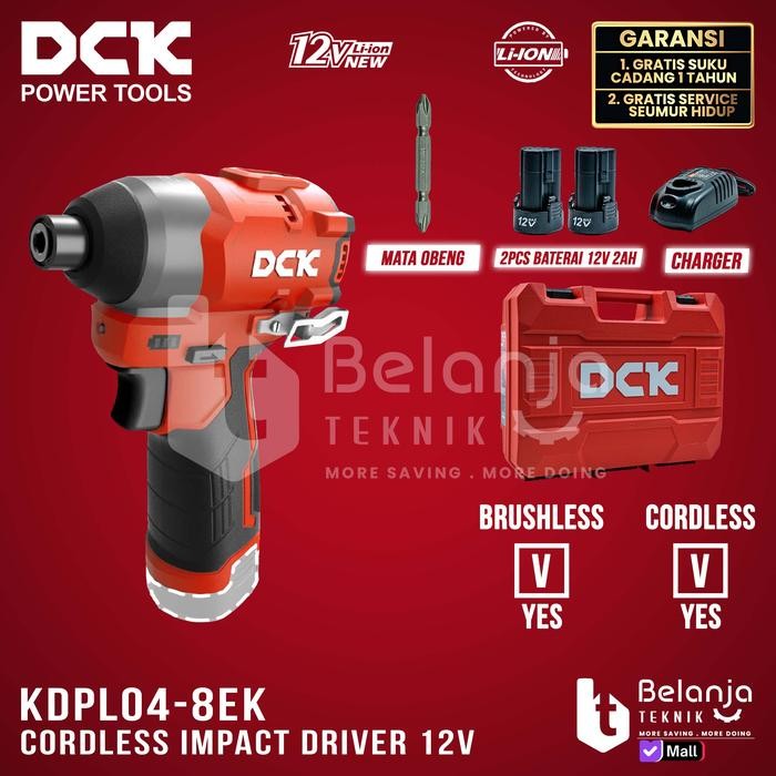Dck Brushless Impact Driver Cordless 12V Kdpl04-8Ek Bor Obeng Kdpl 04