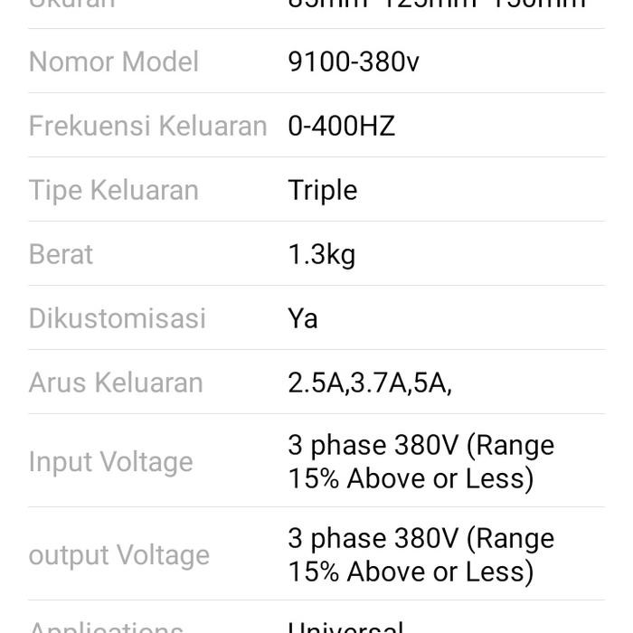 VFD Inverter 5,5Kw input/output 3phase 220V