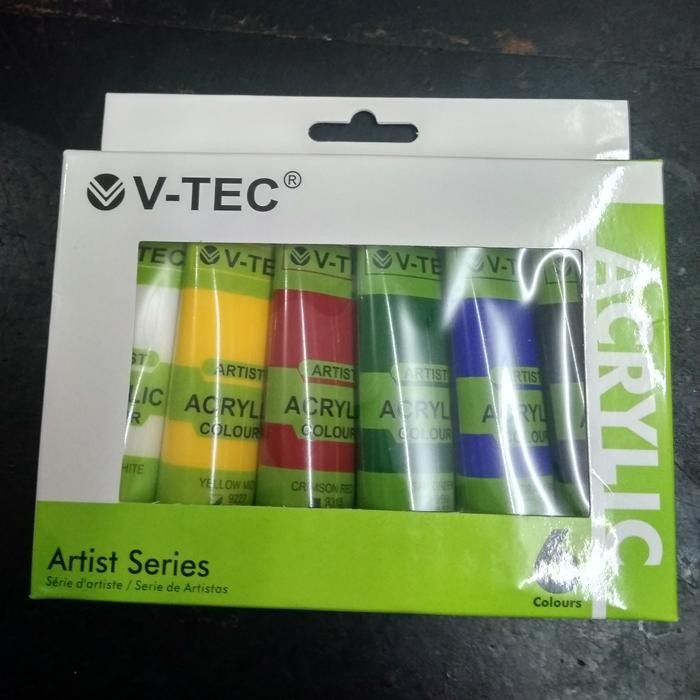 

NEW PRODUK CAT AKRILIK/ACRILIC COLOURS V-TEC 6 COLOURS 35ML VT-635A MAWAR-89