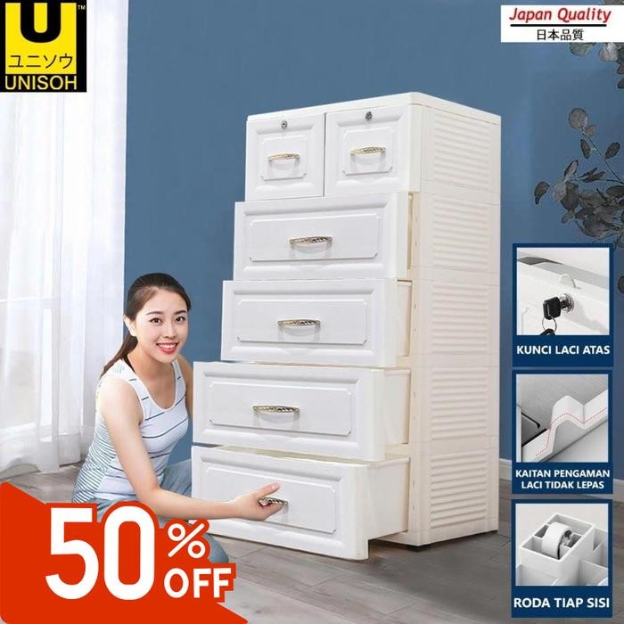UNISOH Lemari Plastik Pakaian Laci Susun Penyimpanan