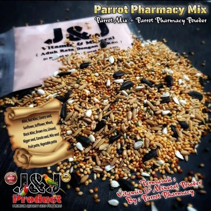 PAKAN J&J PARROT PHARMACY MIX 5 KG MAKANAN BURUNG AFGREY CONURE IRNP