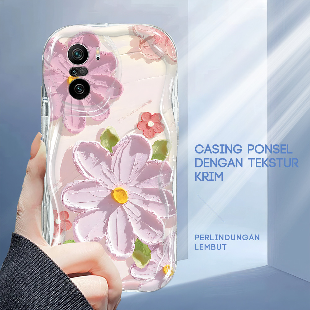 Casing Hp Untuk Xiaomi Poco F3 Redmi K40 Pro Cassing Softcase Kesing Sofcase Soft Oil Painting Flowe