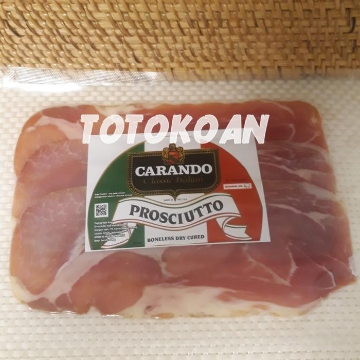 

Pilihan- Carando Prosciutto Ham Boneless Dry Cured Daging Babi Asap 100 Gr