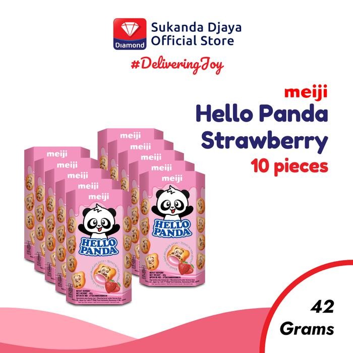 

Meiji Hello Panda Biskuit Strawberry Snack Ringan 42 Gr [ISI 10 PCS]