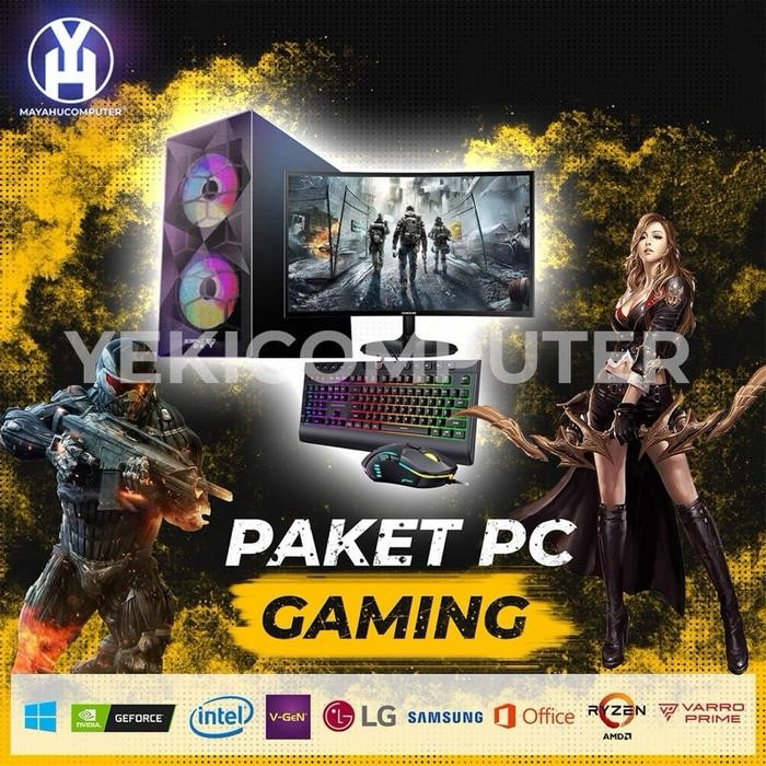 Pilihan- Pc Gaming Editing Rakitan - Pc Live Streaming - Pc Gaming Fullset Monitor 24 Inc