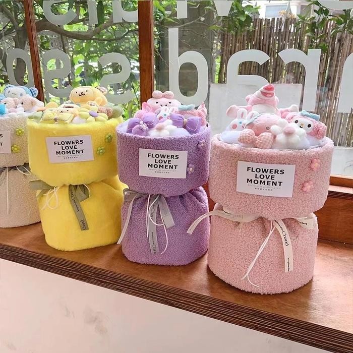 Buket Boneka Lotso Sanrio Bouquet Flower Doll / Buket Bunga Sabun Mawar Artificial RoundBouquet Soap