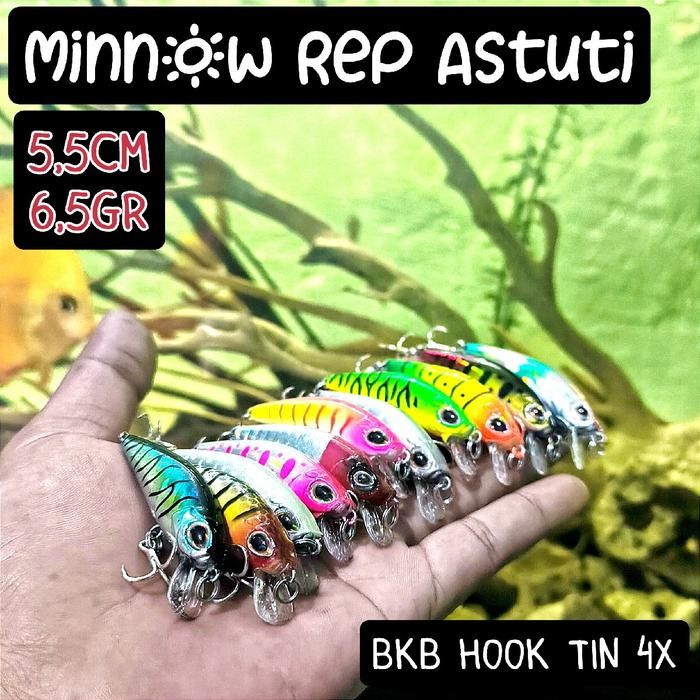 PJS Minnow Ultralight 6cm 6,5gr Rep Astuti Treble Hook 4x BKB Tin Glow