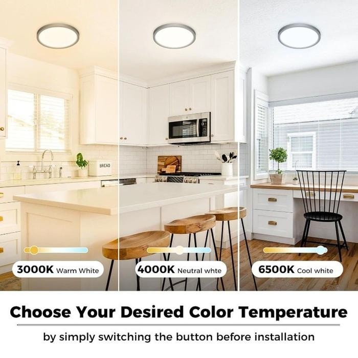 BERKUALITAS LED Lampu Downlight 3 Warna Plafon Rumah Lampu Bulat Plafon Ruang Tamu Tempel Lamp 5W