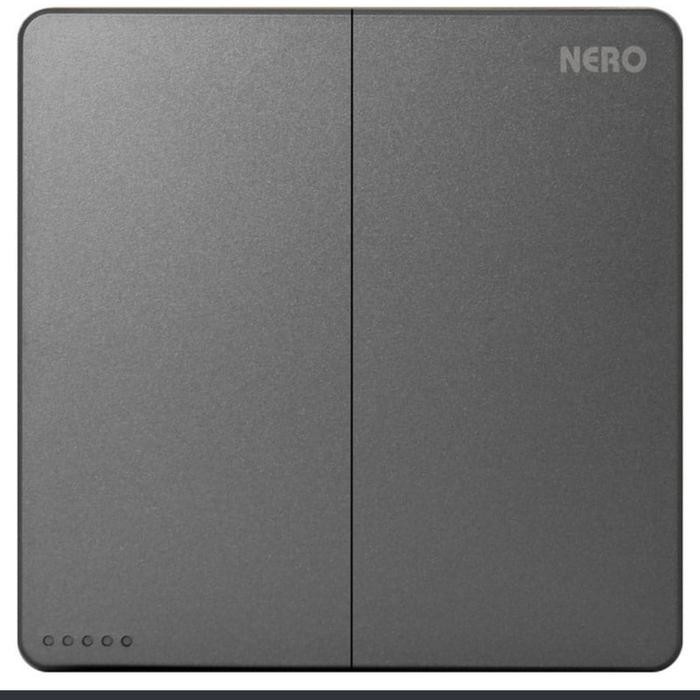 Nero Saklar 2 Gang 1 Arah Dark Grey