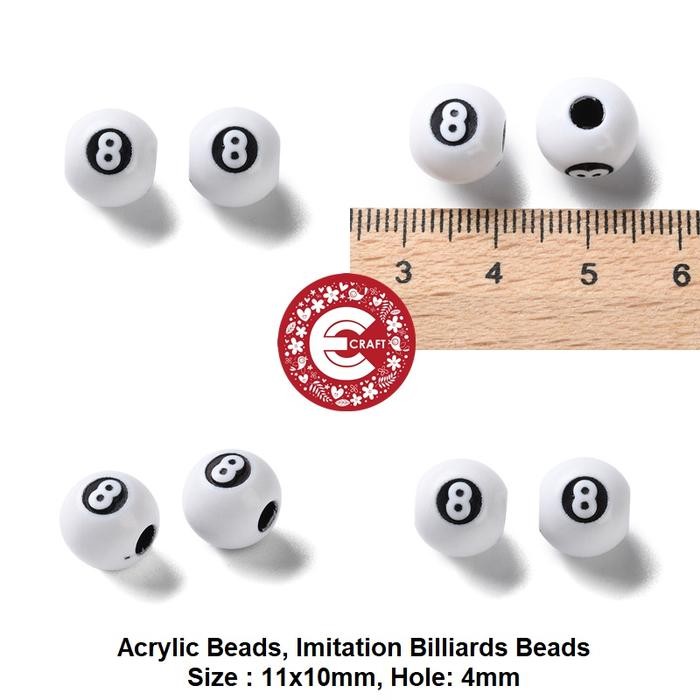 paling diminati] MANIK-MANIK AKRILIK BOLA PUTIH ANGKA 8 BILYARD BILLIARD WHITE BEADS