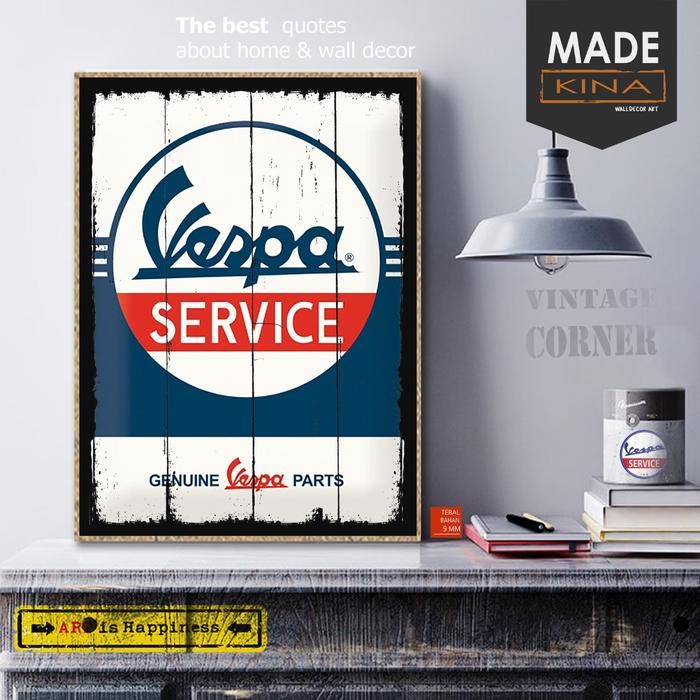 vintage Vespa hiasan kayu dinding otomotif motor vintage jadul poster