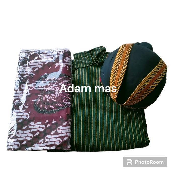 ORIGINAL Setelan baju lurik pria ajawa Set surjan lurik dewasa warna merah maron hijau biru navy