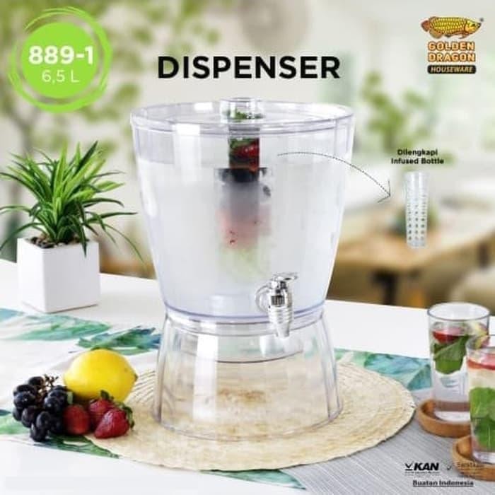 Dispenser +Infused 6,5 Liter / Wadah Minuman Galon Golden Dragon 889-1