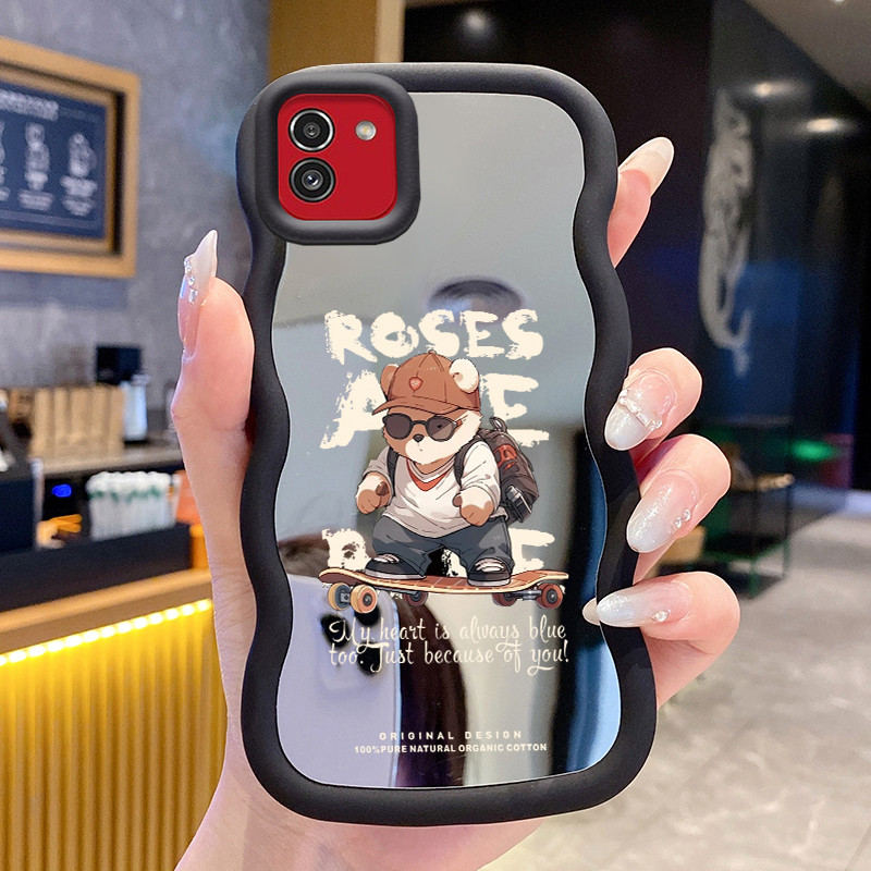 Casing Untuk Samsung A03 A03s A02s M02s F02s Case Casing Skateboard beruang putih dan kelinci putih 