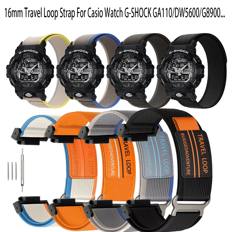 IMPORT 16mm Travel Loop Nylon Strap For Casio Watch G-SHOCK GA110 100 120 GA900 GA2100 DW-5600