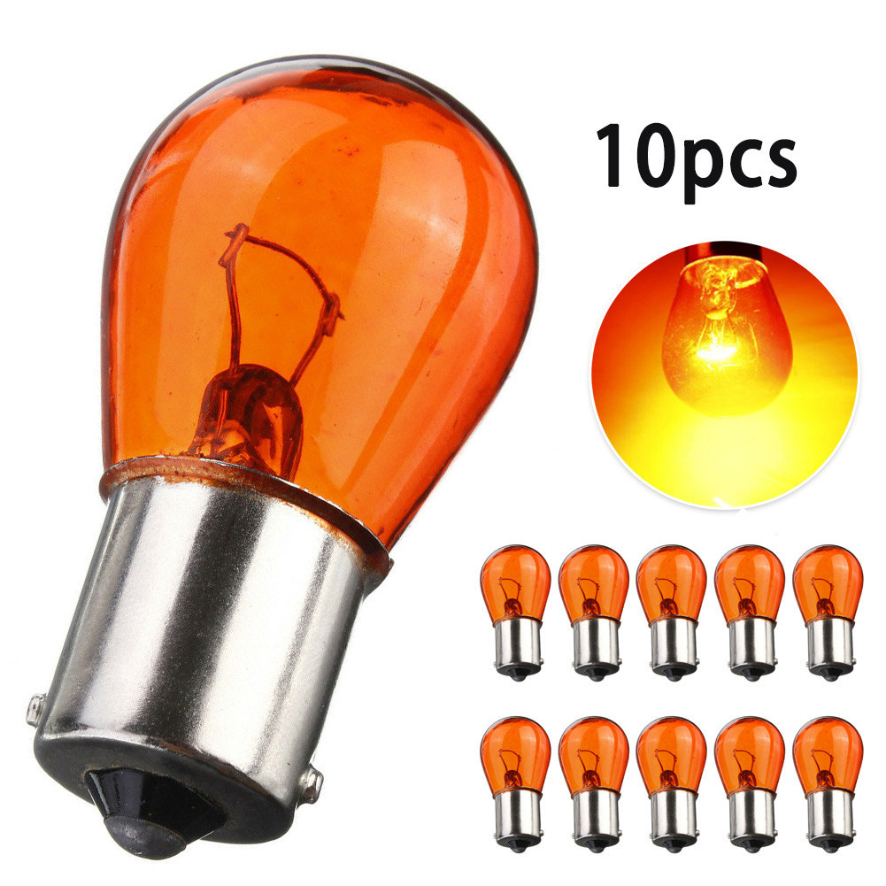 10PCS PY21W BA15S Amber Indicator Bayonet Base Lamp Turn Signal Car Light Fit For Standard PY21W, BA