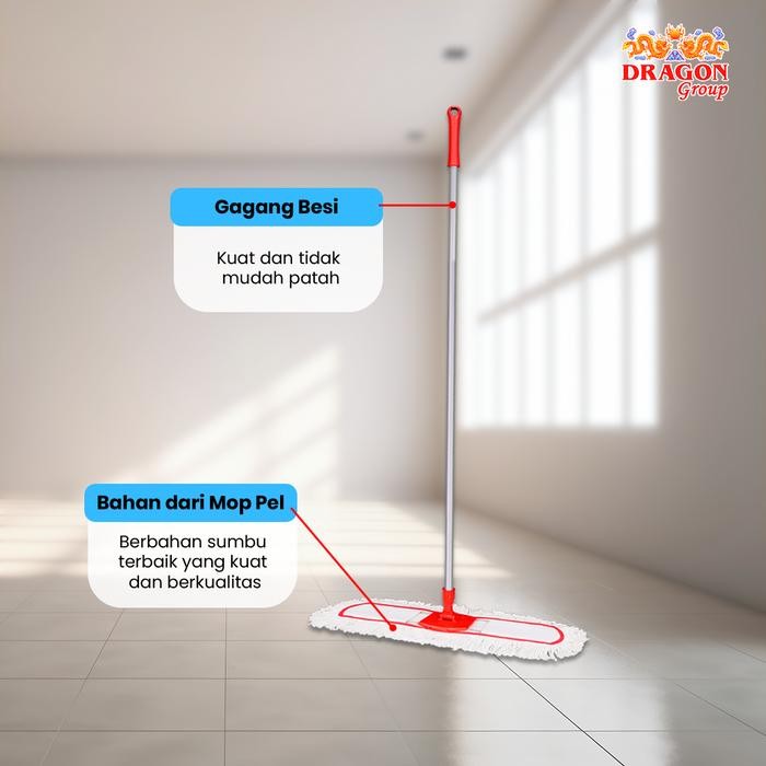 Terlaris- Dragon Mop Pel Lobi 38 Cm Alat Pel Lantai Gagang Panjang 135Cm Cleaning Mop Serbaguna
