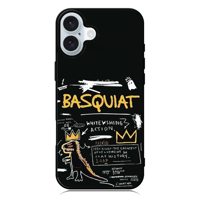 Hybrid Case Casing Custom iPhone 17 16 15 14 13 12 11 Pro Max Plus Air Mini XR Basquiat GN1049