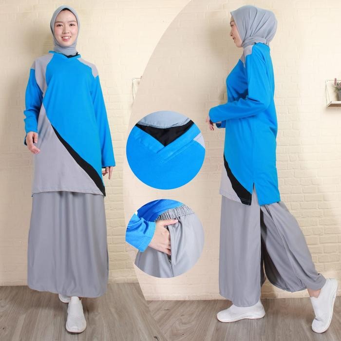 lplw- Setelan Baju Senam Muslimah Rok Celana / Model Celana Rok Muslimah Setelan Baju