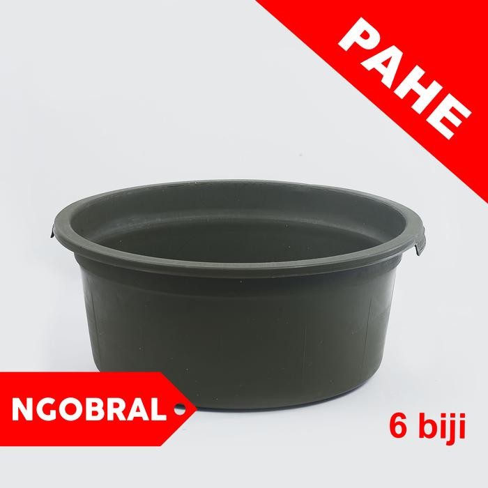 KUALITAS PAKET 6- Baskom Plastik Besar HIJAU ARMY D 45cm / Ember Bak Plastik