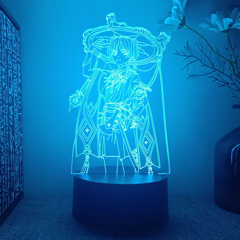 Genshin impact Scaramouche Wanderer Game Figure 3d Led Night Light For Bedroom Balladeer Kunikuzushi