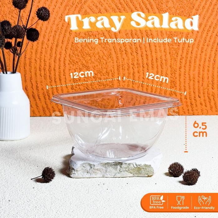 TerBaikBulanini- [50Pcs] Tray Mika Salad Dessert Plastik / Salad Tray Buah 500Ml / Kotak Salad Higie