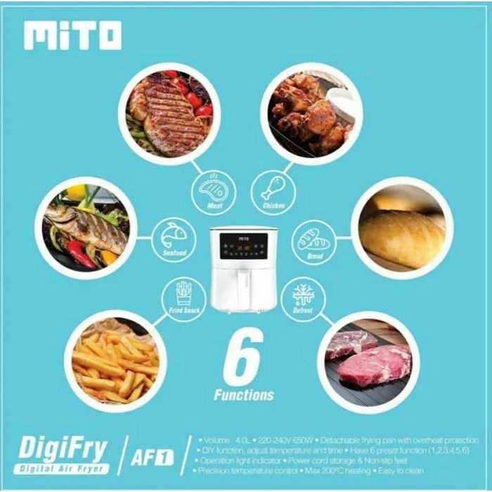 losb- Mito Digital Air Fryer Af 1 / Penggorengan Tanpa Minyak Pan Putih