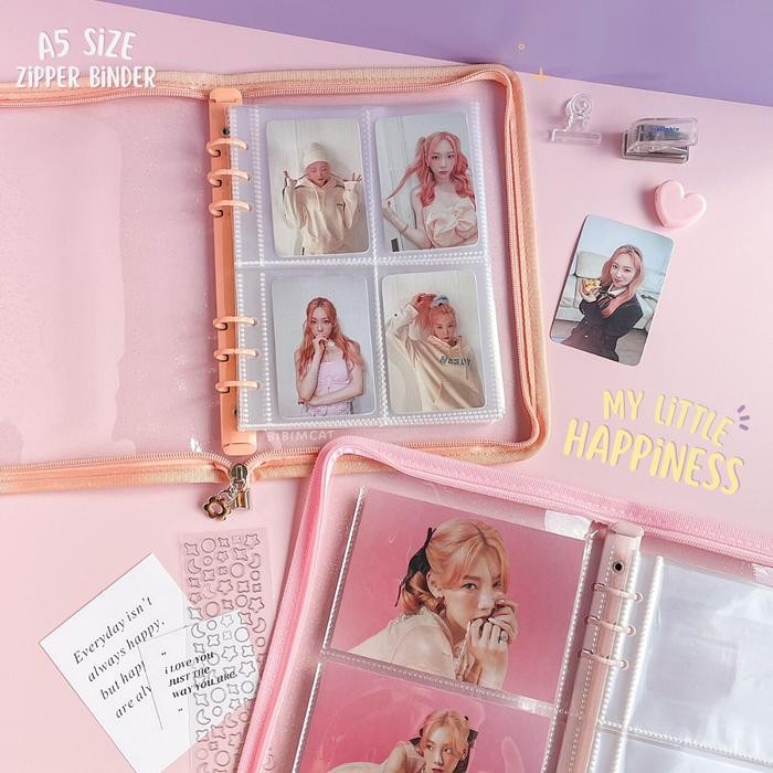 Zipper Photocard Binder 6 Ring A5 / Binder Album Photocard Polaroid Pasti Promo