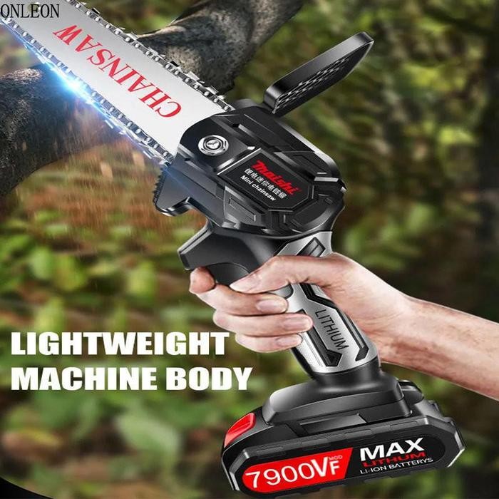 BERKUALITAS Chainsaw mini 6 Inch Chainsaw Chain Saw Cordless 2 baterai 6 Inch Chainsaw Cordless