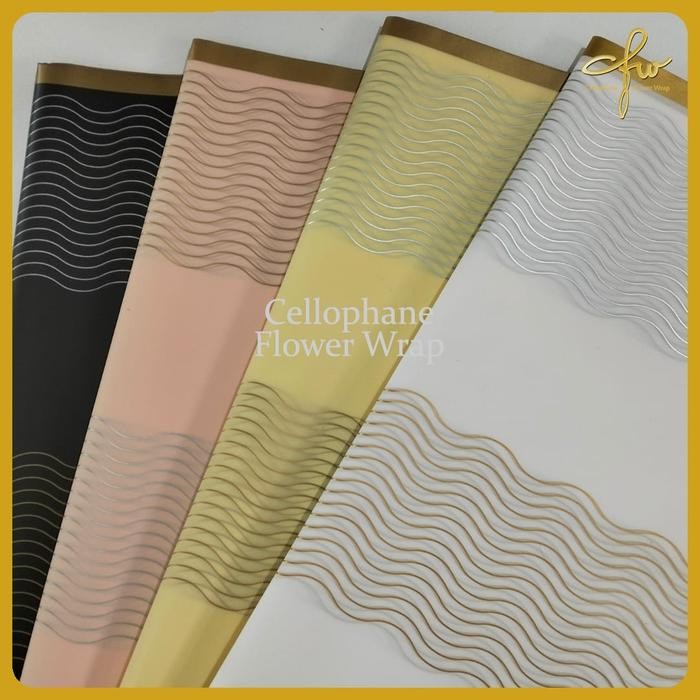 Kertas Buket Stripe Gold Line Flower Wrapping