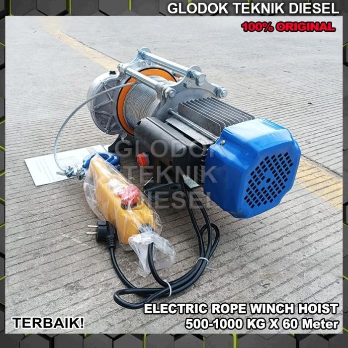 Electric Winch Hoist 1000kg Seling 30 Meter 60 Meter 100 Meter 120 Meter Katrol Elektrik 1000 KG 30