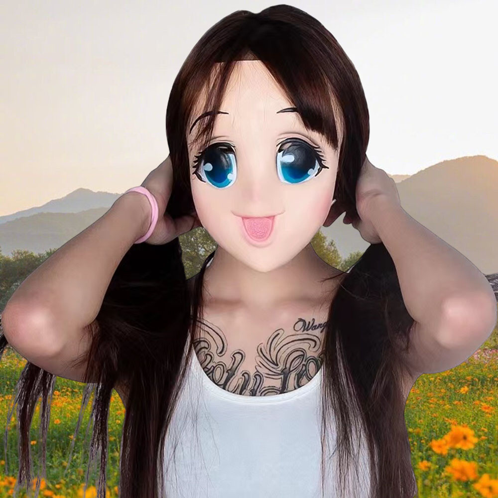 Cospaly Sexy Cute Big Eyes Loli Mask Anime Girl Latex Half Face Masks Cartoon Character Lolita
