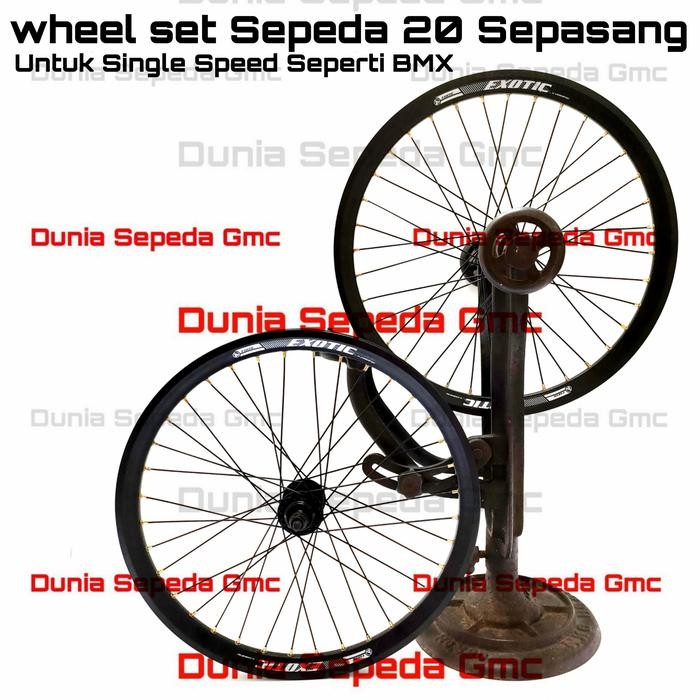 WHEELSET 20 DOUBLE WALL CAKRAM VELG ALLOY SEPEDA LIPAT BMX MINI HITAM