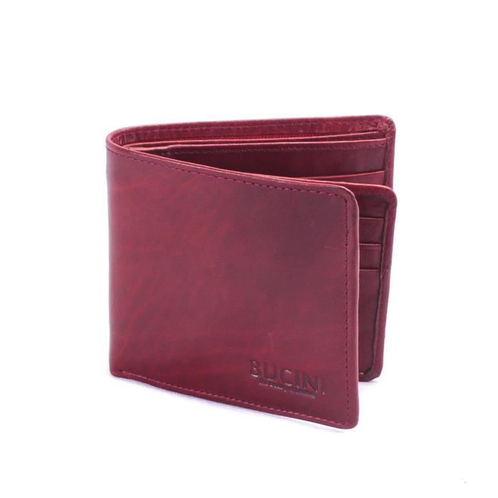 BUCINI Kona Leather Wallet - Dompet Kulit Pria - Merah