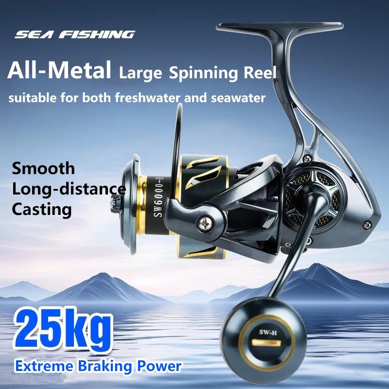 Mavllos SW-H Saltwater Surf Fishing Reel Max Drag 25KG Ratio 5.5:1 4000-7000 Large Line Cpacity Boat
