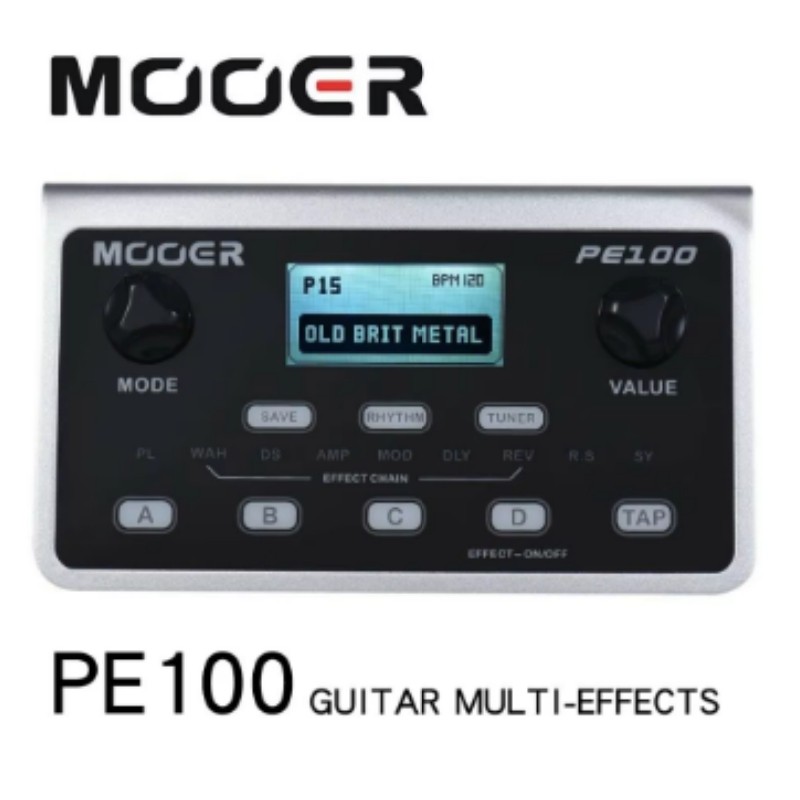 Terbaik MOOER PE100 Electric Guitar Effect Pedal Multi-effects Processor 40 Drum Patterns 10 Metrono