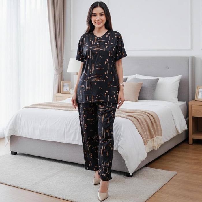 HEMAT Setelan CP ANDIN Cabutan Baju Rayon Wanita Celana Piyama Dewasa Panjang Busui Tidur Pendek