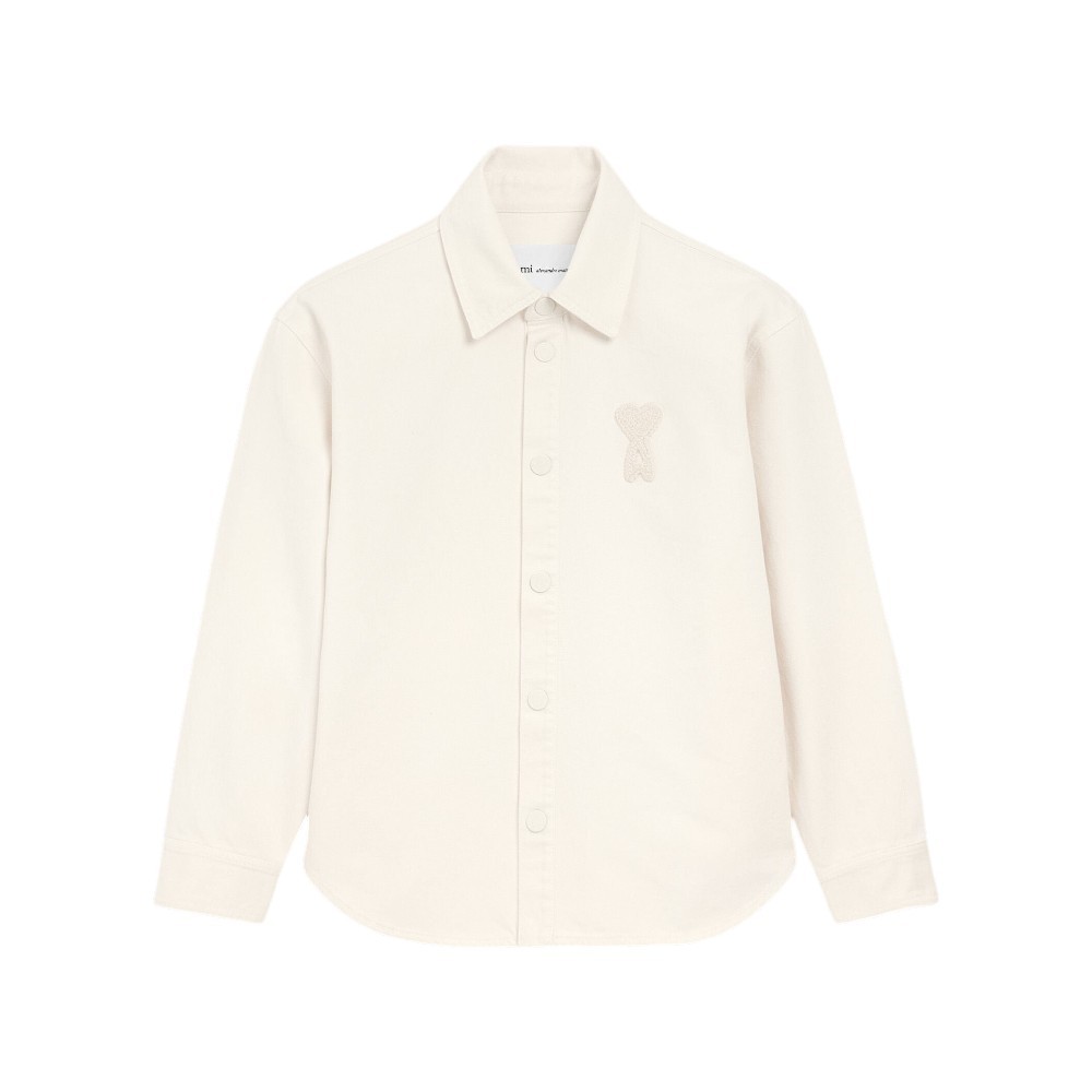 Ami De Coeur Patch Cotton Knitted Overshirt White
