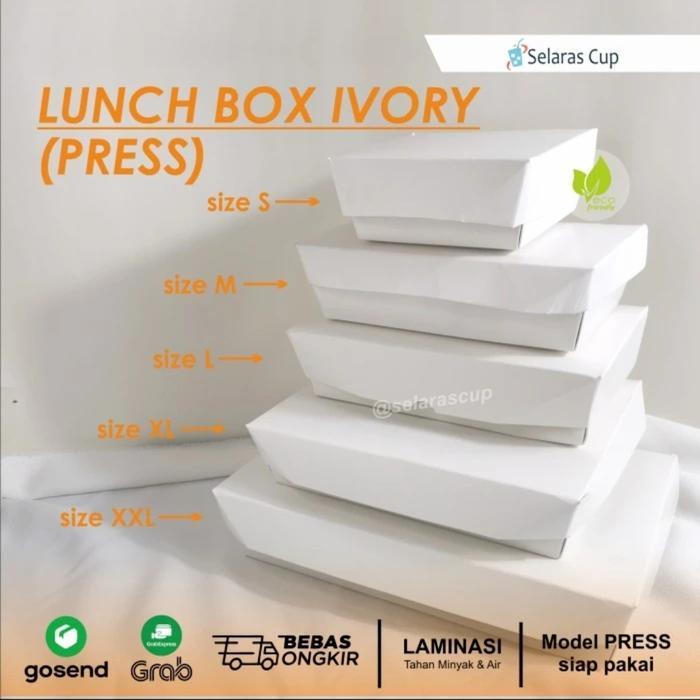 paper lunch box ivory laminasi box catering nasi kotak lunchbox custom - S
