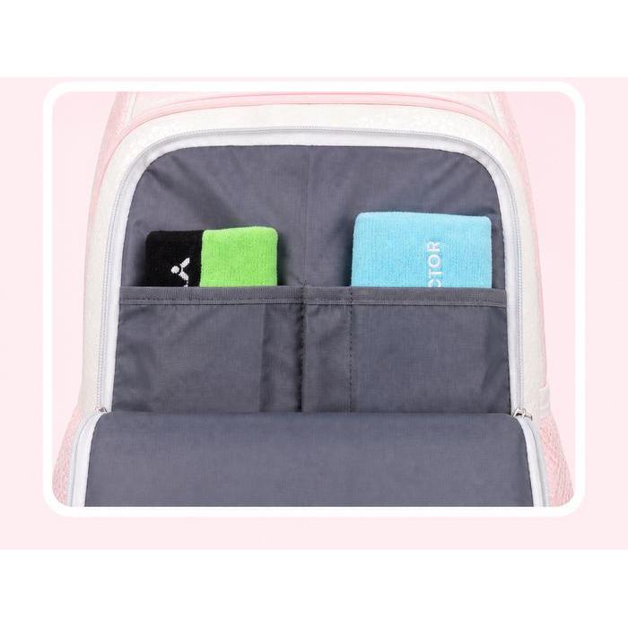 Premium Tas Ransel Bulutangkis Victor, Warna Putih Merah Muda, Kapasitas Besar, Kompartemen Raket &