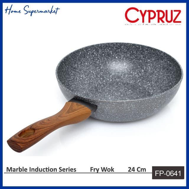 WokPan Marble 24 cm + Tutup Wok Pan Marble Cypruz 24 Cm Anti Lengket