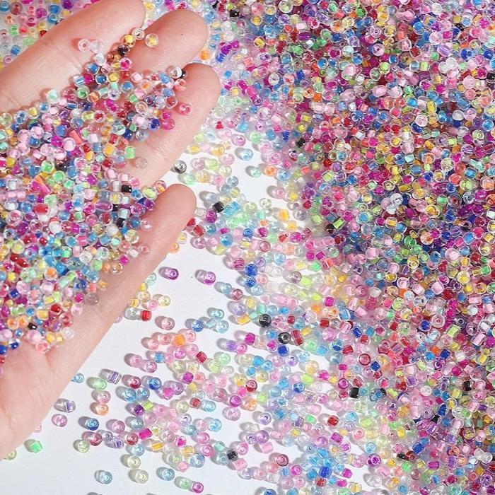 Manik-Manik Kristal Bening Kaca Mote Pasir Kaca Warna Polos Handmade Diy Ukuran 3mm/4mm bahan