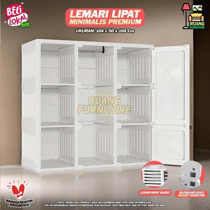 Lemari Pakaian Putih Lemari Lipat 9 Box 6 Pintu 1 Gantungan - Lemari Plastik Lipat Lemari Portable