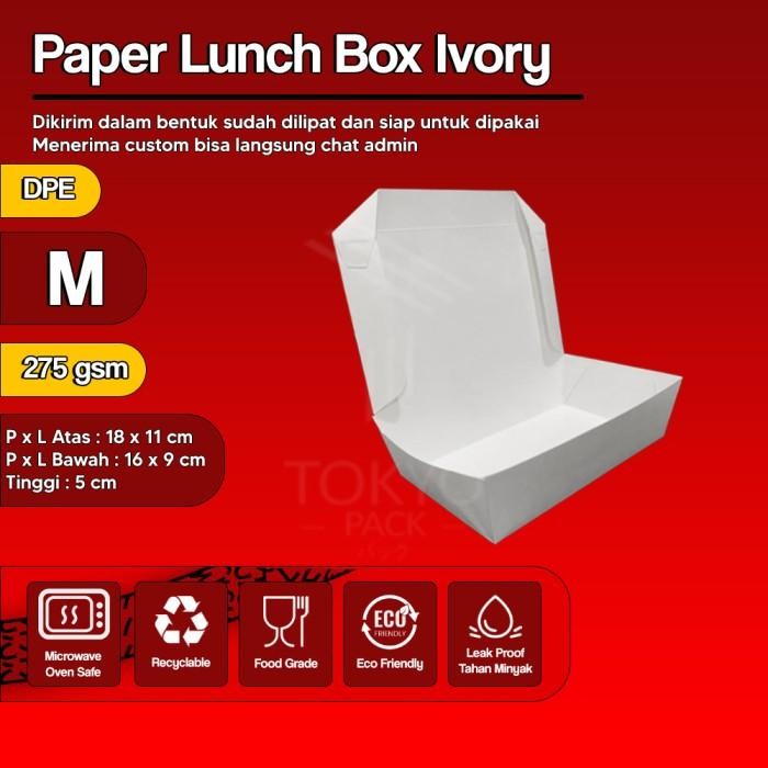 Paper Lunch Box Putih Uk S, M, L - Lunch Box Kertas - Lunch Box Kertas